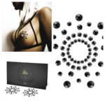 nippies noirs autocollants bijoux de peau gouttes de strass circulaires pour sublimer le buste