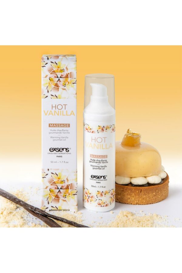 exsens huile de massage chauffante gourmande parfum vanille flacon pompe 50ml