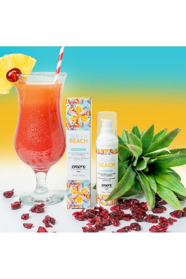 exsens huile de massage chauffante gourmande parfum sex on the beach flacon pompe 50ml