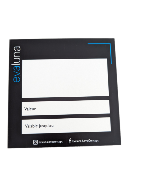 carte cadeau valable 1 an à la boutique EvaLuna