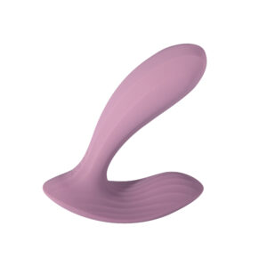 sextoy erica de la marque svakom rose pale en silicone double stimulation par vibrations clitoris et vagin et connectable via application