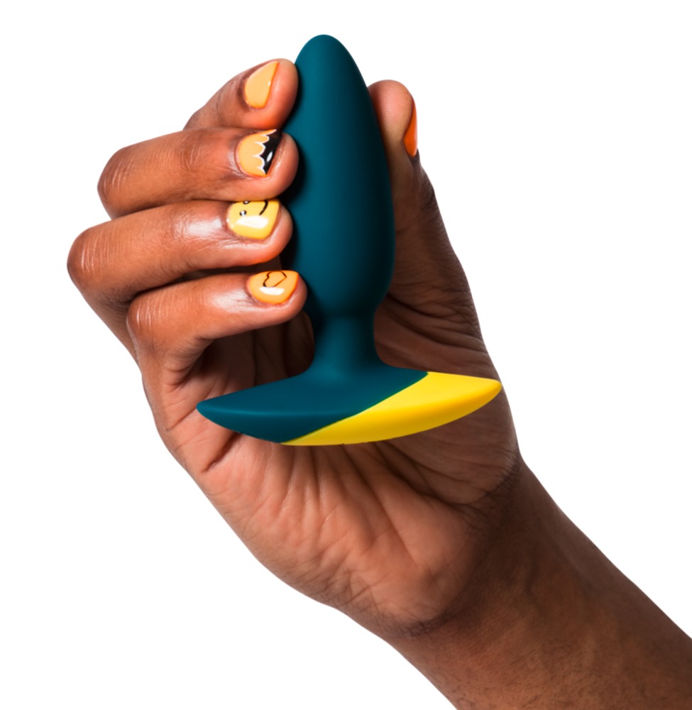 plug anal vibrant marque romp modèle bass rechargeable couleurs vert sapin et jaune